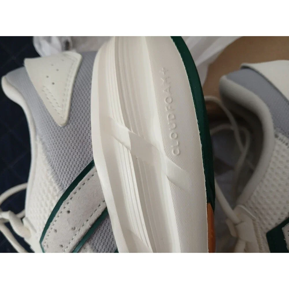 adidas Cream White Athletic Sneakers with Green Stripes